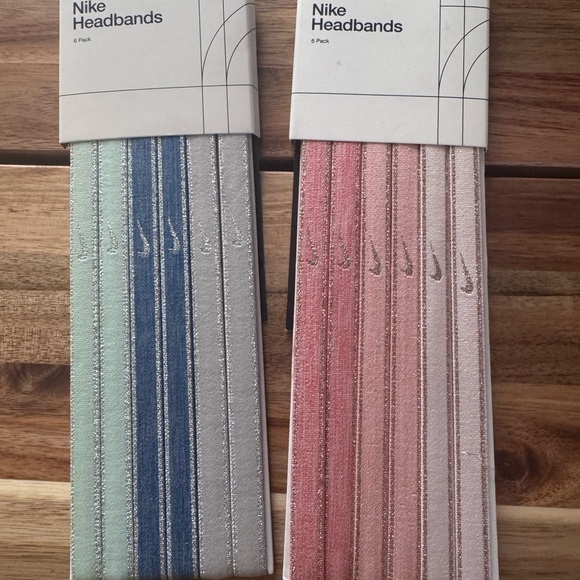 2 packs of 6! Nike Headbands 6-Pack in Silver, Blue, and Pink - Picture 1 of 1